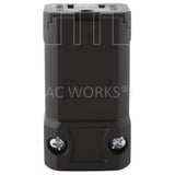 AC WORKS® [ASQ515R] NEMA 5-15R 15A 125V Clamp Style Square Household Female Connector with UL, C-UL Approval