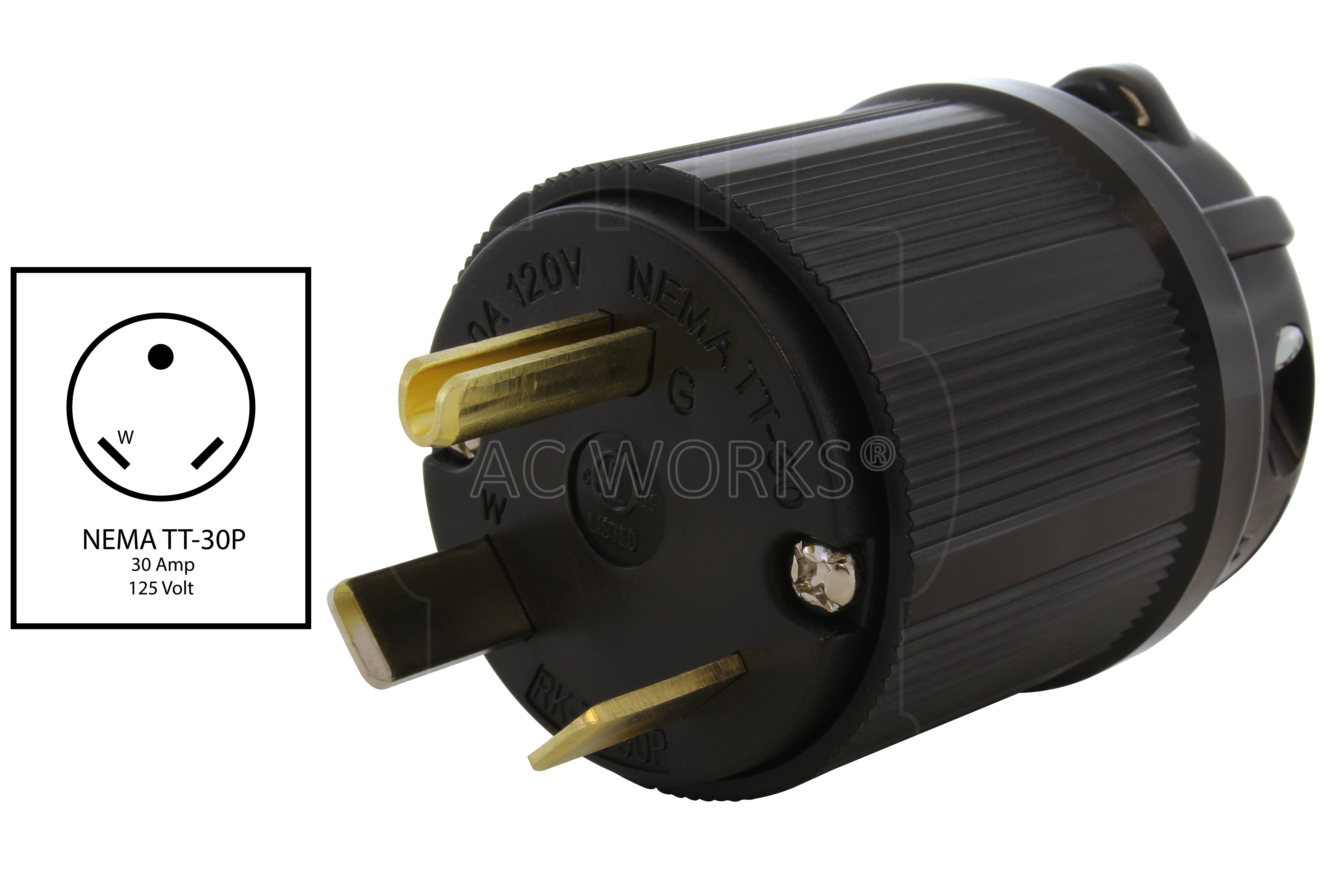 NEMA TT-30P 30A 125V 3-prong RV plug