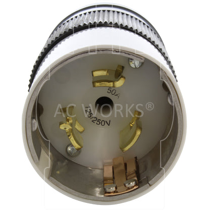 50A 125/250V locking male plug assembly