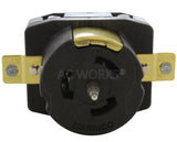 4-prong 50A 125/250V locking receptacle assembly