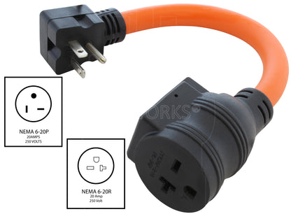 NEMA 6-20P to NEMA 6-20R with 20A circuit breaker