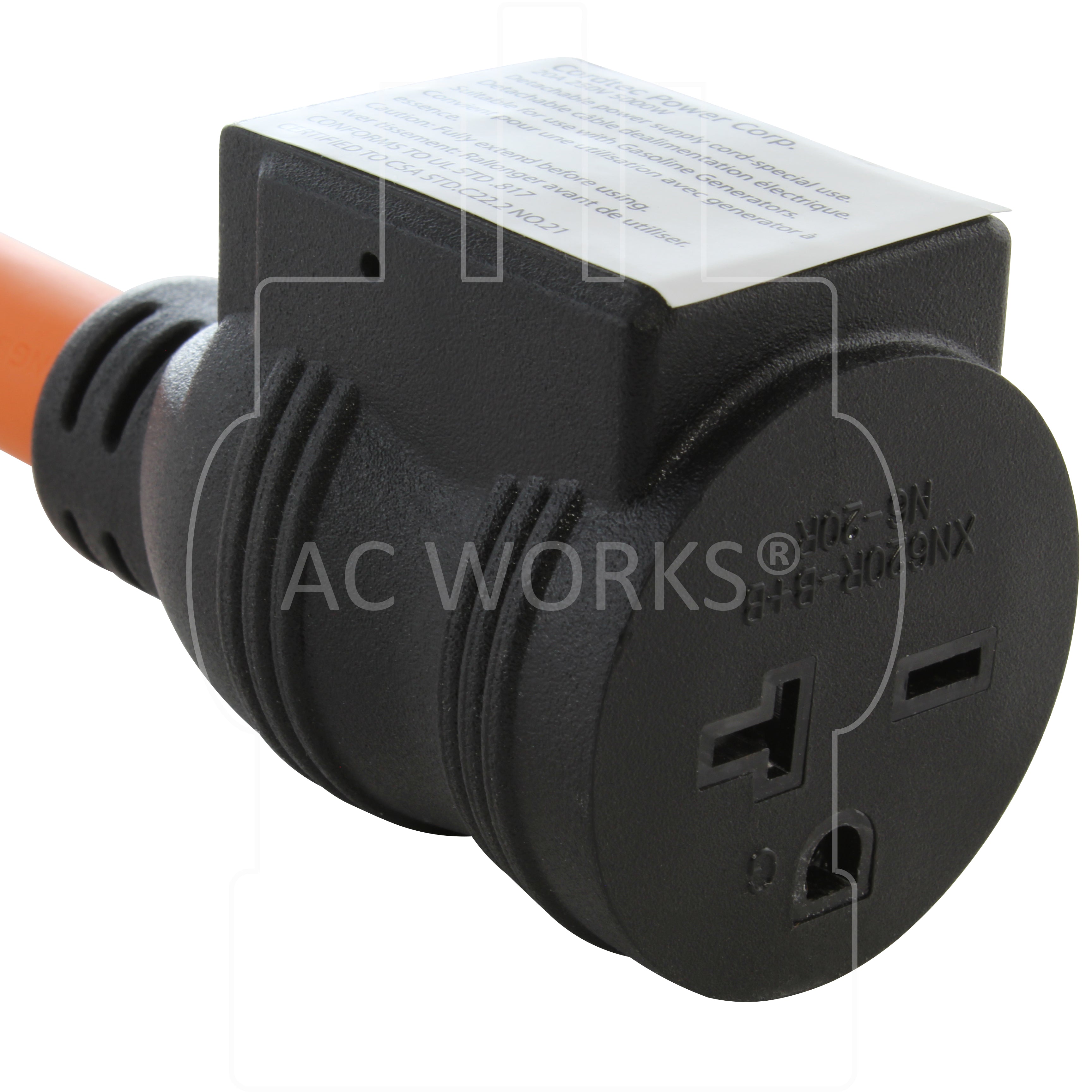 NEMA 6-20R 20A 250V 3-prong female connector with 20A circuit breaker