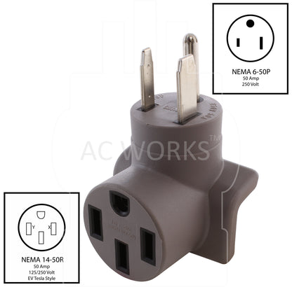 NEMA 6-50P to NEMA 14-50R level 2 EV charging adapter for Tesla 