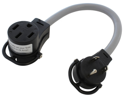 AC WORKS® [EVTT30MS-018] 1.5FT EV Adapter 30A 125V TT-30 RV Plug to 50A EV Cord for Tesla