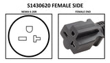AC WORKS® [S1430620-012] STW 10/3 4-Prong Dryer 14-30P Male Plug to 6-15/20R 15/20A 250V Connector