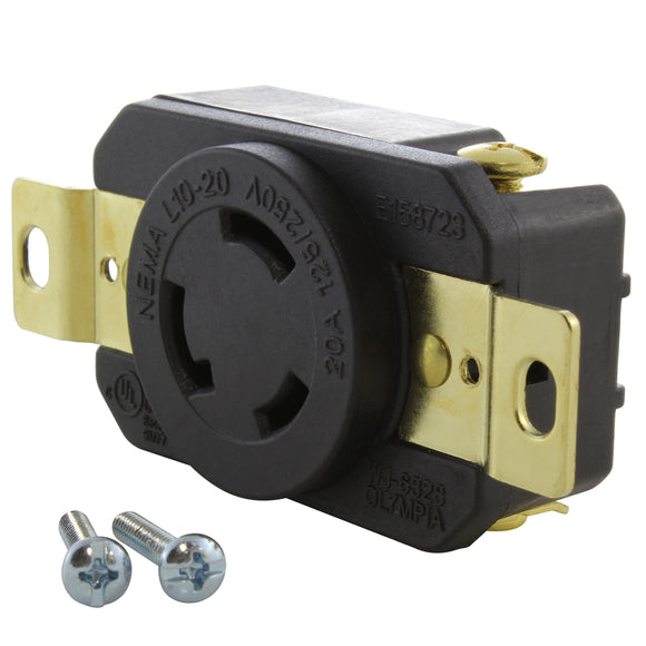 AC WORKS brand heavy-duty replacement outlet, industrial grade locking receptacle