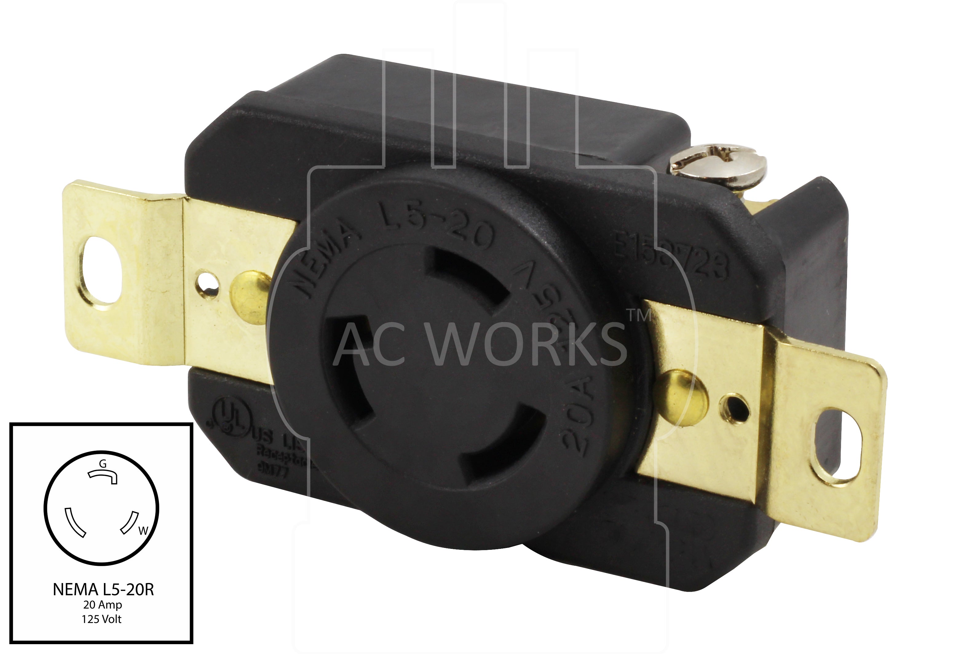 NEMA L5-20R flanged mount locking receptacle