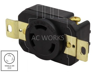 AC Works, NEMA L6-30R, L630 replacement outlet, 3 prong locking receptacle