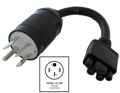 NEMA 14-50P 4-prong plug to Tesla charger with 32A chip