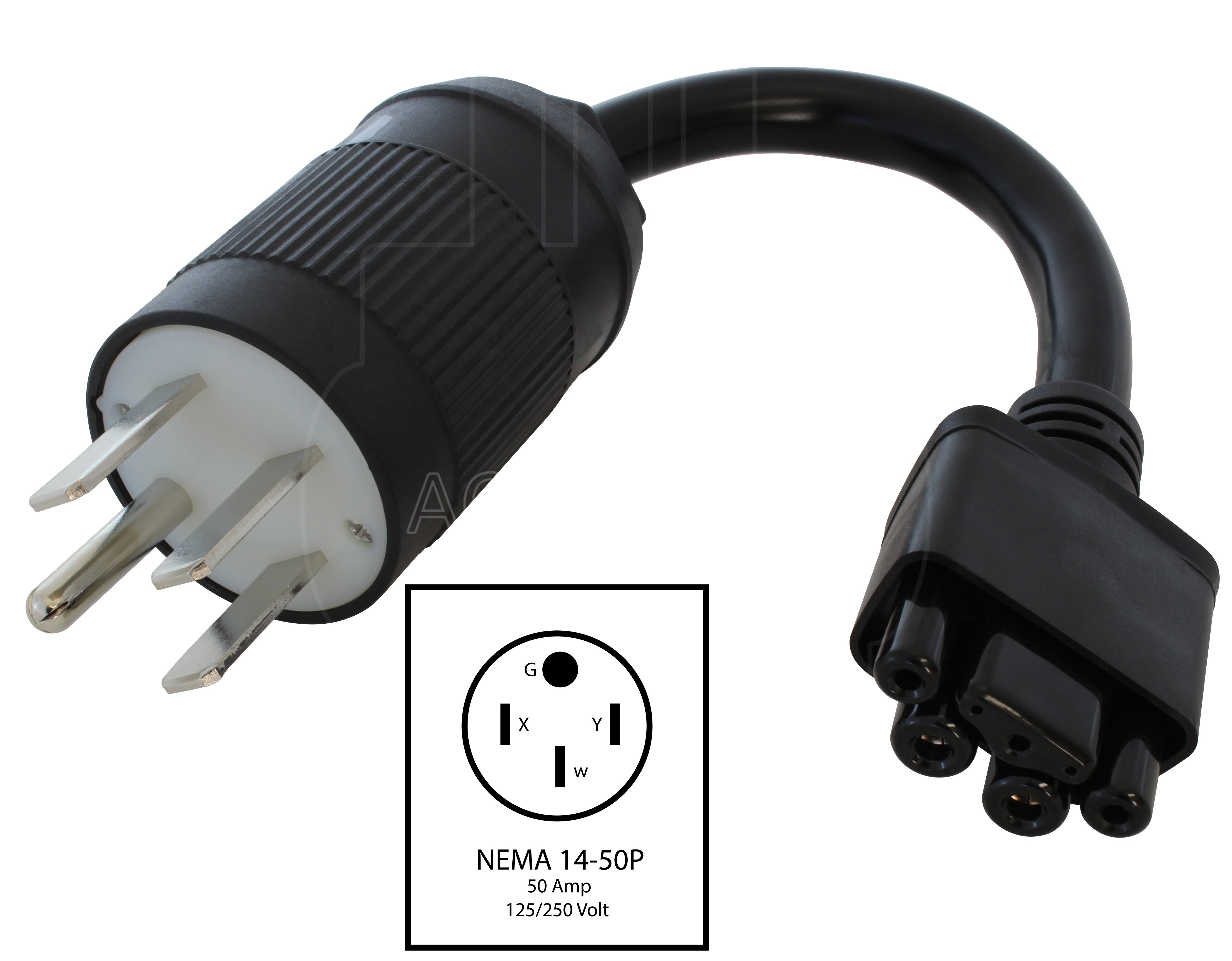 NEMA 14-50P 4-prong plug to Tesla charger with 32A chip