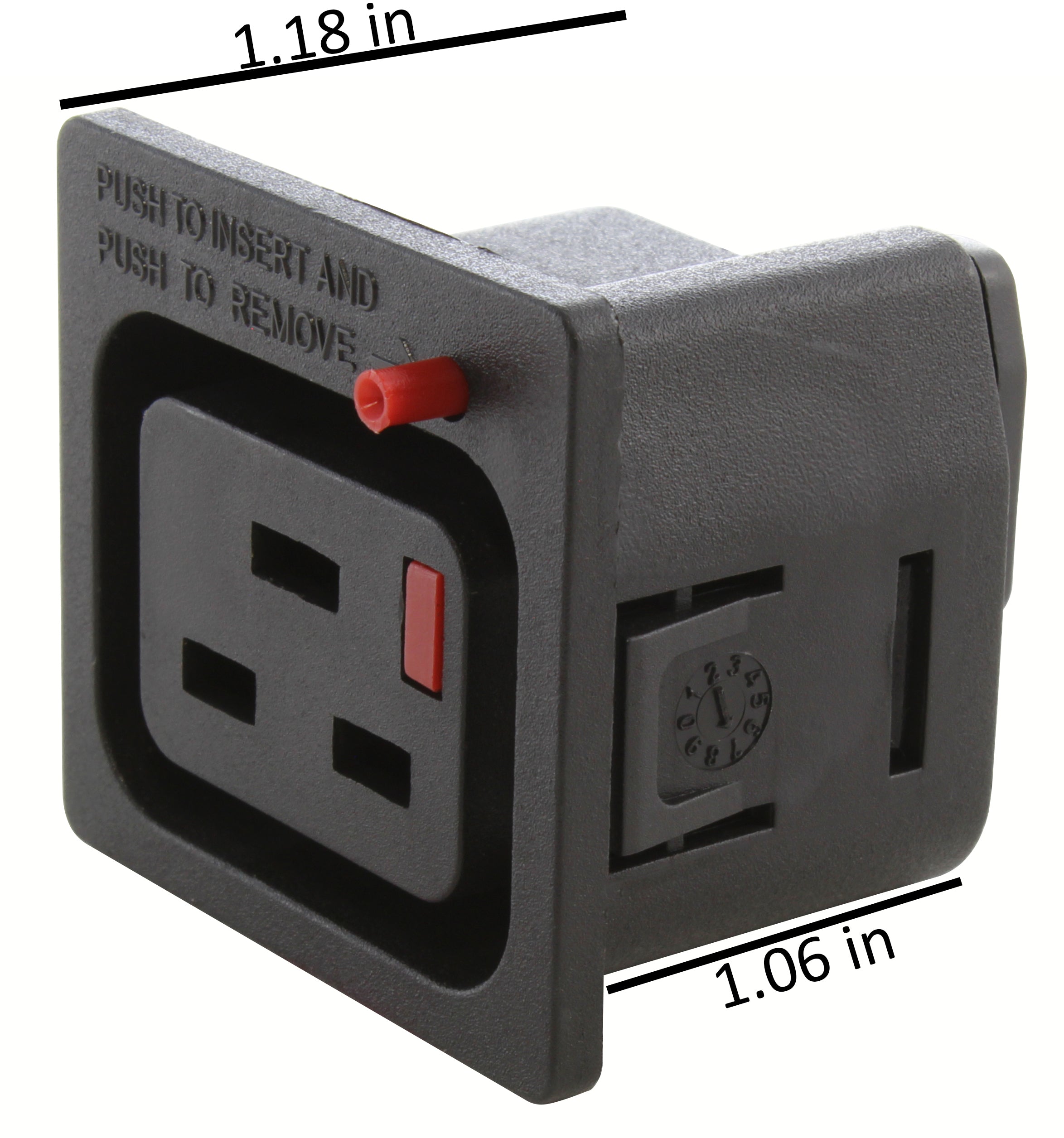 compact IT C19 outlet with locking feature