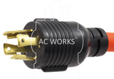 AC WORKS® [L1430620-012] 30A 125/250V L14-30P 4-Prong  Plug to 6-15/20 T-blade 15/20A 250V Connector