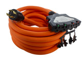 orange power distribution cord with circuit breakers