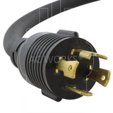 NEMA L14-30P, L1430 male plug, 4-prong 30 amp locking male plug, twist lock generator plug