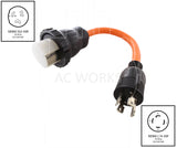 NEMA L14-30P to NEMA SS2-50R, L1430 male plug to SS250 female connector, 4-prong 30 amp locking plug to 50 amp RV connector