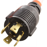 NEMA L14-30P, L1430 male plug, 4-prong 30 amp generator plug, twist lock plug
