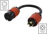 NEMA L15-30P to NEMA L15-20R adapter cord