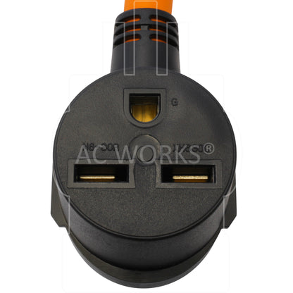 AC WORKS® [L2130630-018] 1.5FT L21-30P 30A 5-Prong Locking Plug to NEMA 6-30 3-Prong Connector