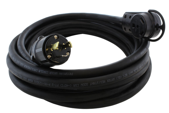 AC WORKS® [L530TT] 30A 125V NEMA L5-30P to RV 30A TT-30R Rubber Extension Cord with Handle