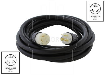 NEMA L6-15 rubber extension cord