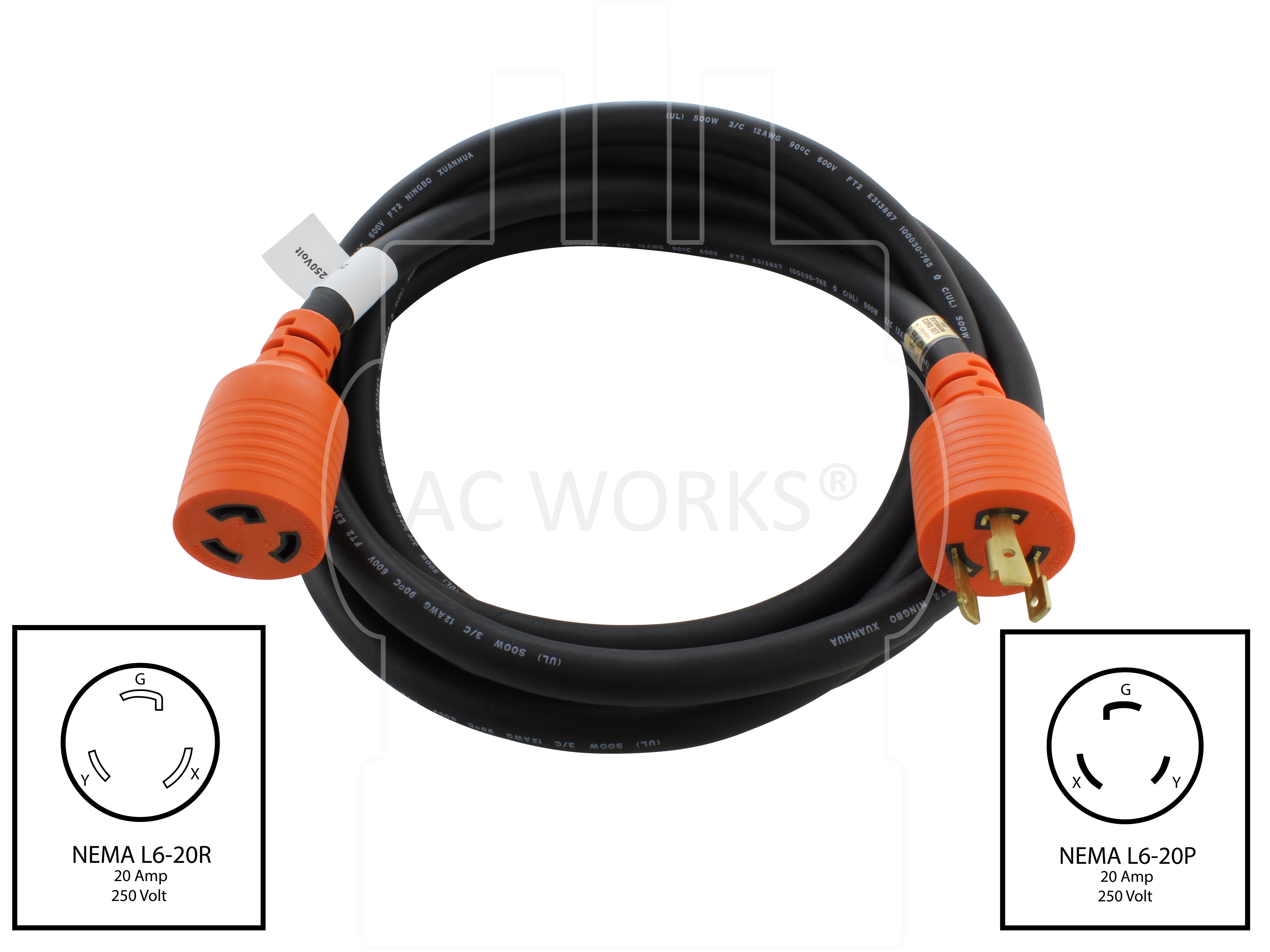 NEMA L6-20 extension cord