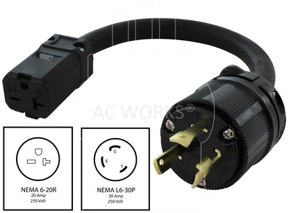 NEMA L6-30P to NEMA 6-20R