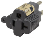 AC WORKS® [M515520-GY] 15 Amp to 20 Amp T-Blade Adapter UL,C-UL Approval