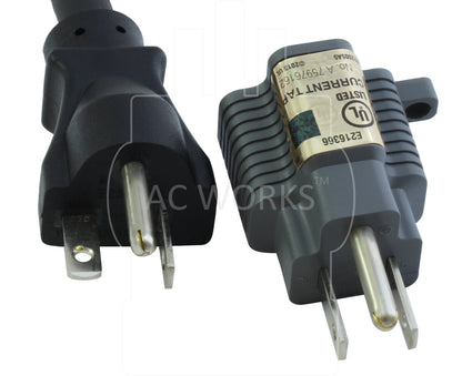 AC WORKS® [M515520-GY] 15 Amp to 20 Amp T-Blade Adapter UL,C-UL Approval