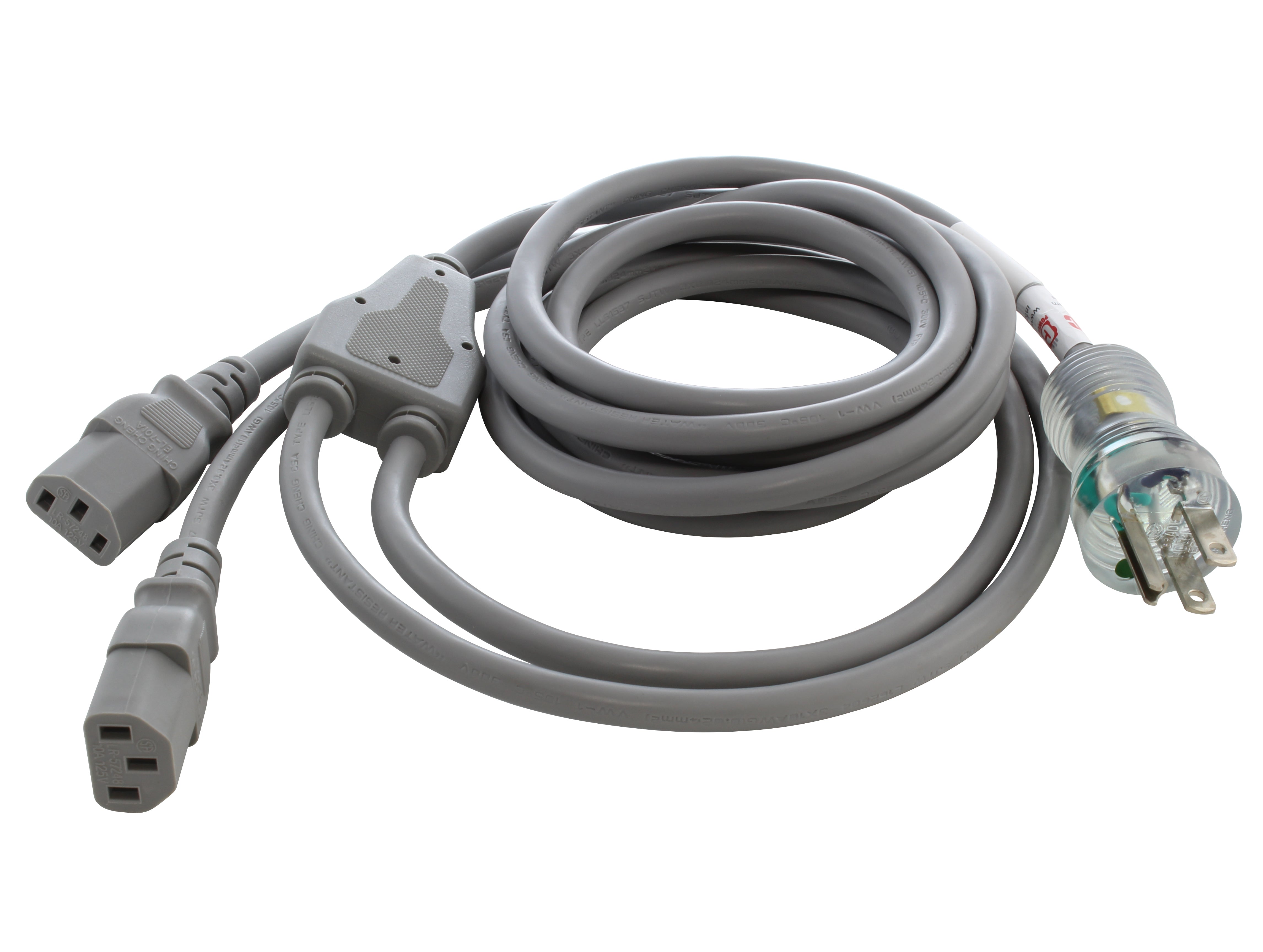 AC WORKS® [MD13AYC13-120] 10ft 13A 16/3 Medical Grade Y-Cable with Two C13 Connectors