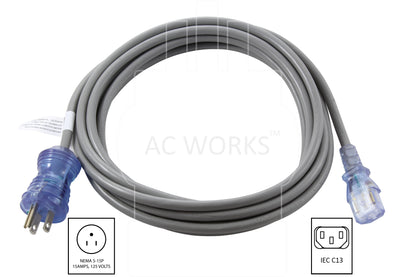 NEMA 5-15P to IEC C13 household plug to IEC C13