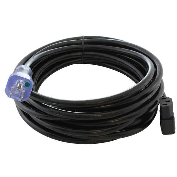AC WORKS® [MD15ARC13-240BK] 20FT 14/3 15A Medical Grade Power Cord with Right Angle IEC C13