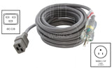 NEMA 5-15P to IEC C19, 515 male plug to C19 female connector