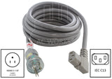 AC WORKS® [MD10ARC13-072] 6ft 18/3 10A Medical Grade Power Cord with Right Angle IEC C13 Connector