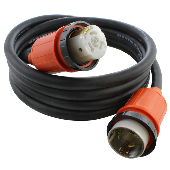 50 amp power cord, locking 50 amp cable, AC WORKS brand shore power cord