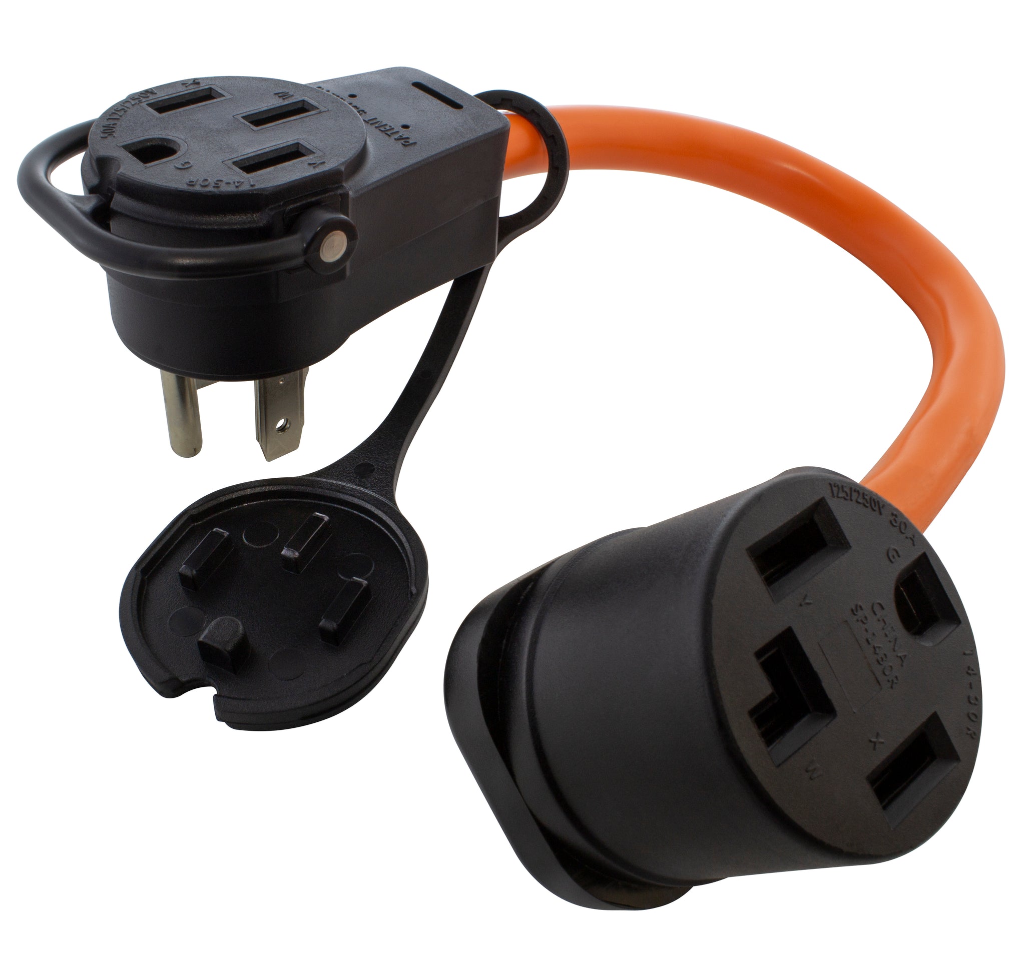 1.5FT 50 Amp 14-50 Piggy-Back Plug with 14-30R Connector Adapter Cord ...