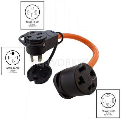 NEMA 14-50P to NEMA 14-50R and NEMA 14-30R