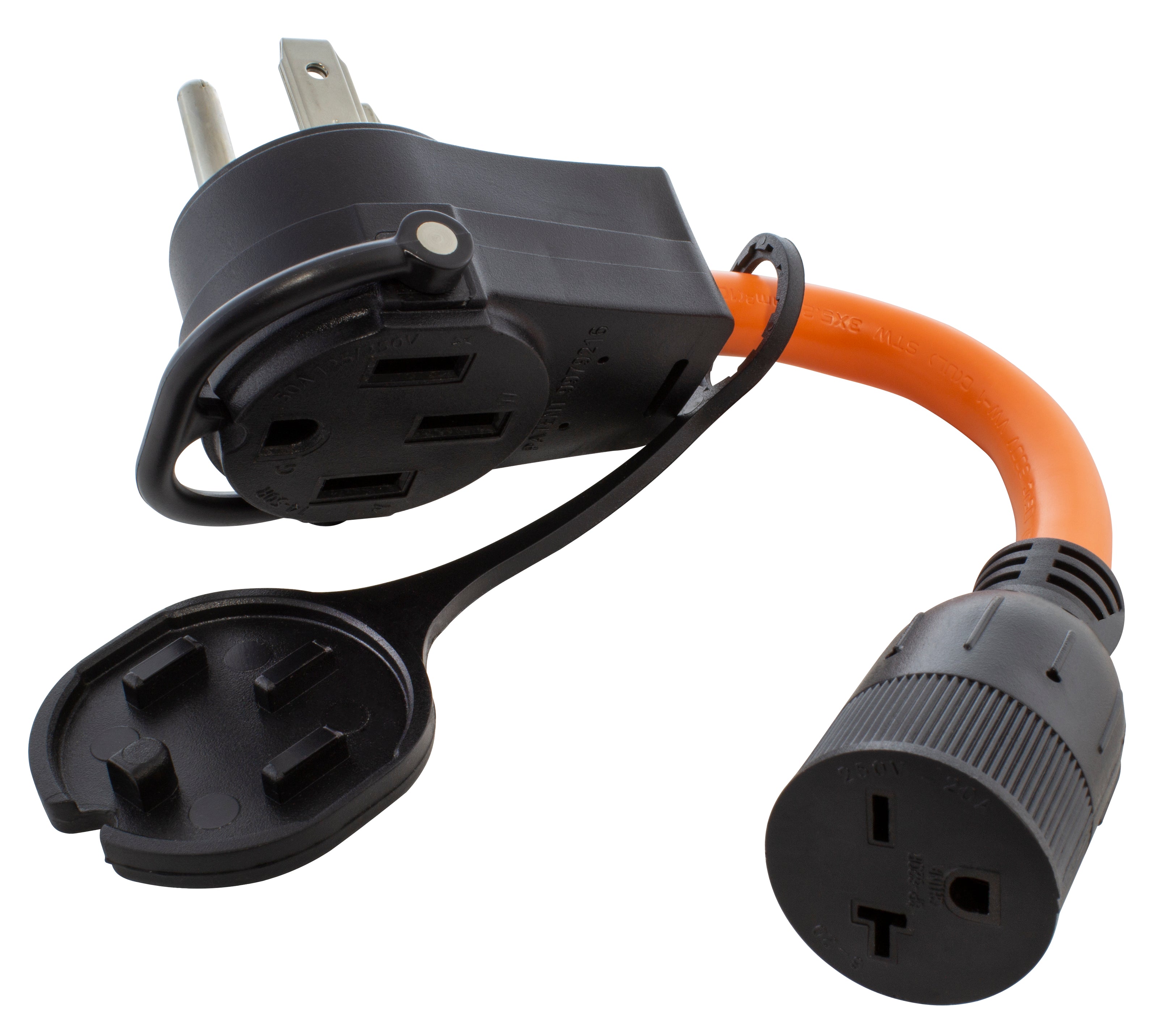 1FT 50A 14-50 Piggy-Back Plug with 6-20R HVAC Connector Adapter Cord ...