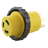 yellow RV adapter, locking adapter, adapter with ring