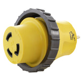 yellow adapter, locking adapter, RV/Marine adapter, compact adapter, AC WORKS, AC Connectors