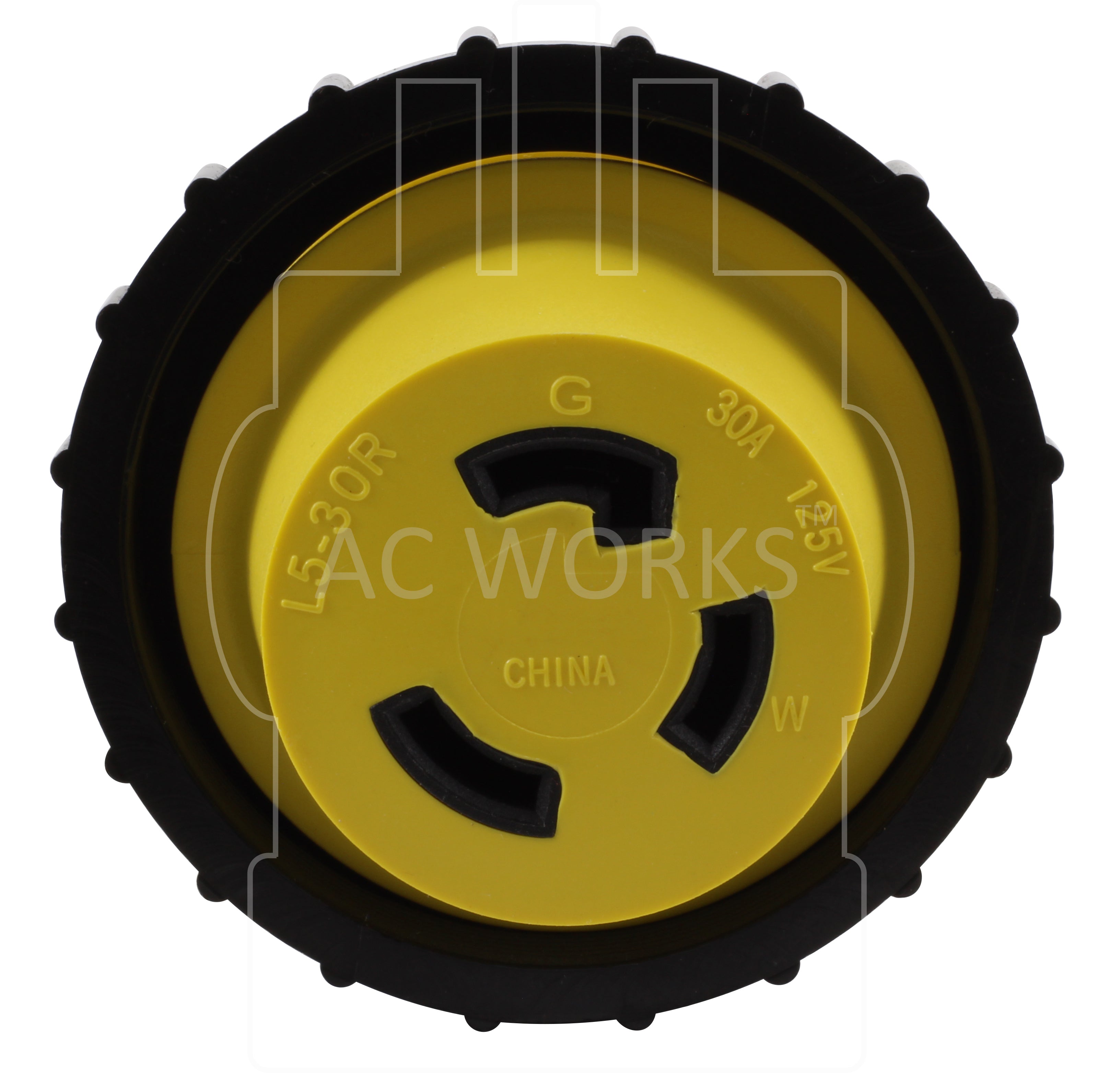 AC Works Brand, AC Connectors, NEMA L5-30R, L530 connector, 3 prong twist lock connector