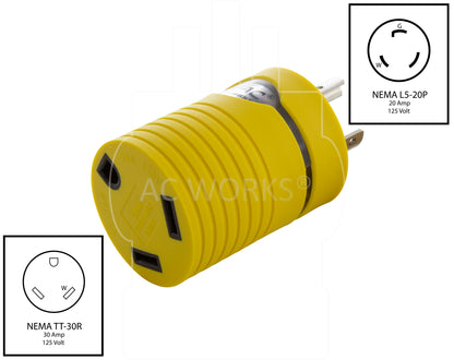 NEMA L5-20P to NEMA TT-30R 30A RV adapter