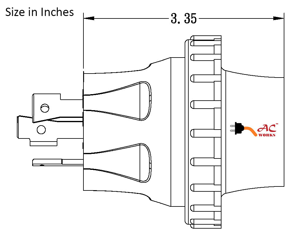 AC Works, AC Connectors, RVL530M30, manufacturer drawing, 30 amp marine adapter