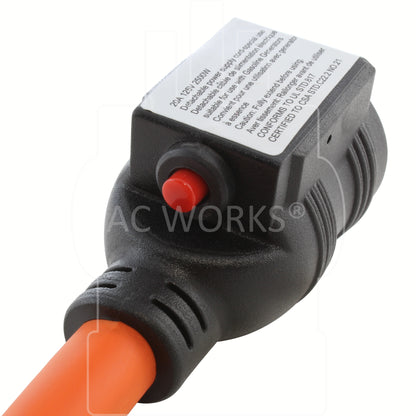 AC WORKS® [S1050CB520] 1.5FT 50A 3-Prong 10-50P Range/Welder Plug to Household Outlet with 20A Breaker