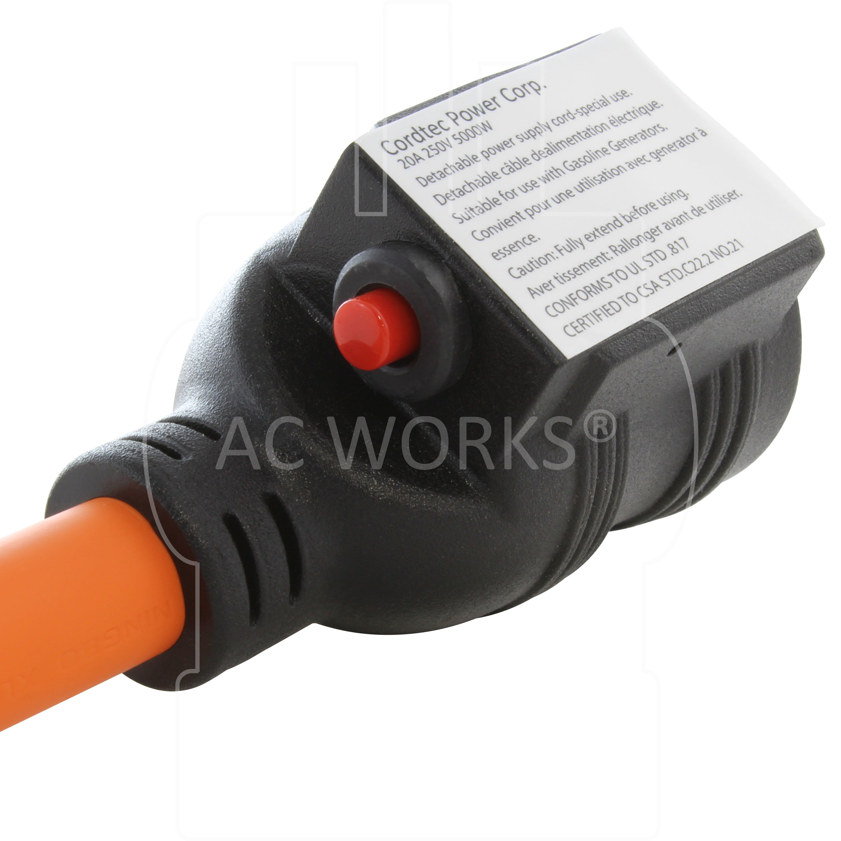 NEMA 6-20 connector with 20 amp circuit breaker