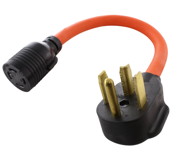 AC WORKS brand orange transfer switch adapter, dryer outlet to generator connection