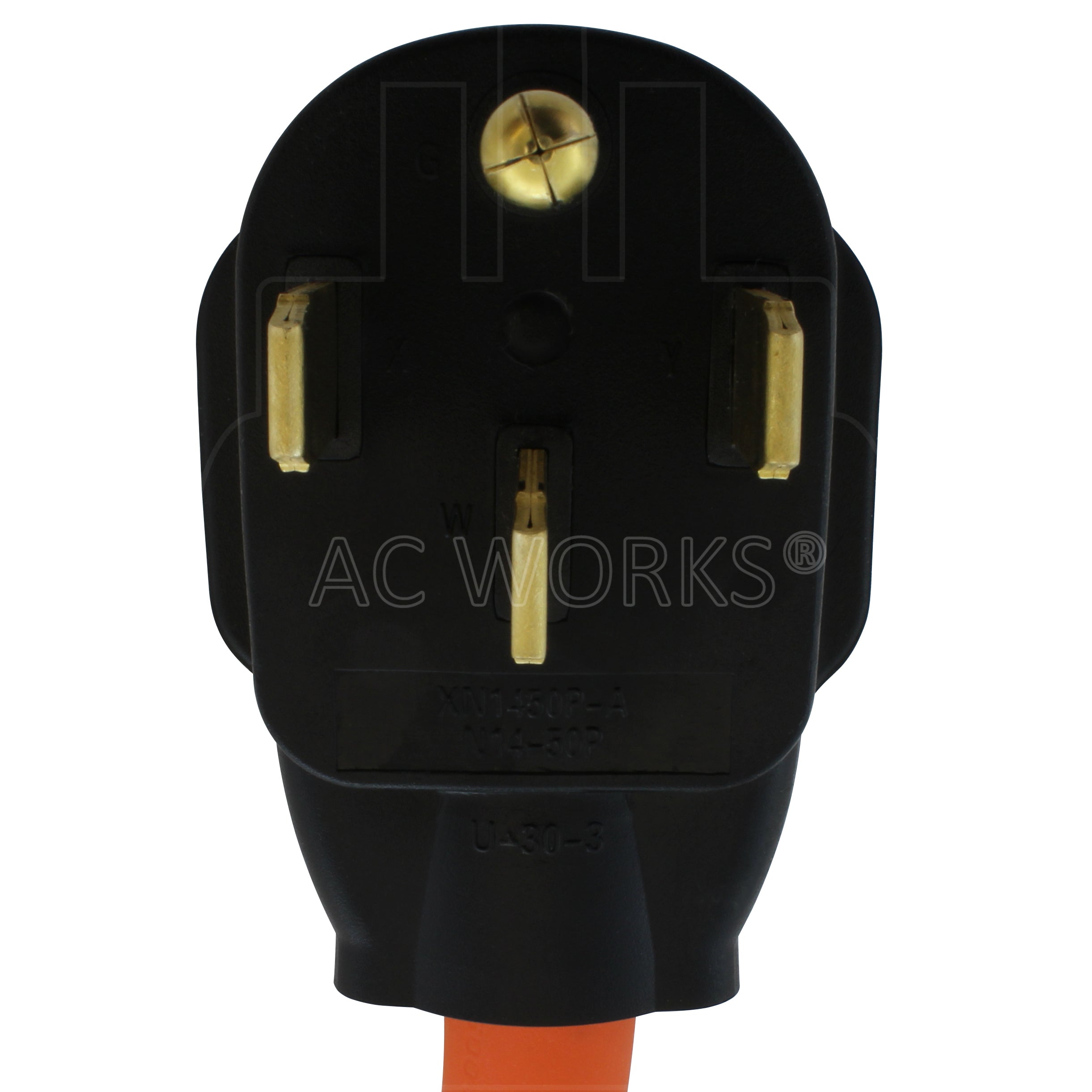 AC WORKS® [S14501430-018] 14-50P 4-Prong Range/Generator Plug to 14-30R 4-Prong 30 Amp 125/250 Volt 4-Prong Dryer Connector Adapter