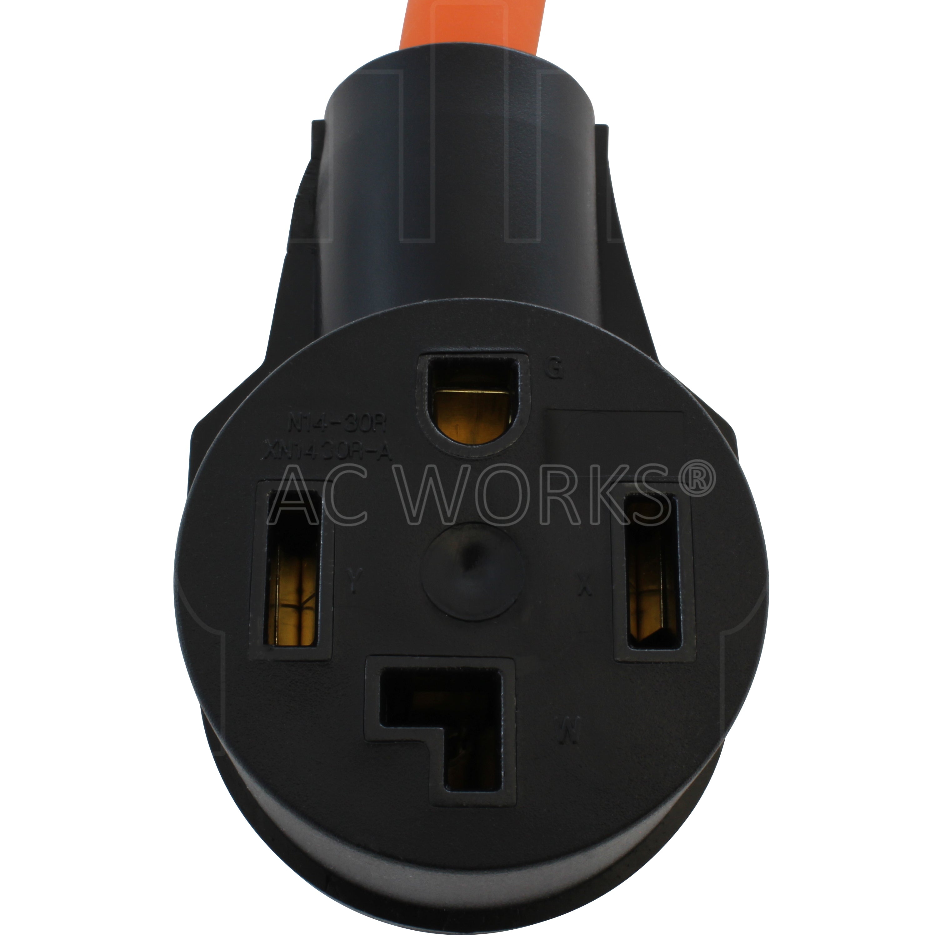 AC WORKS® [S14501430-018] 14-50P 4-Prong Range/Generator Plug to 14-30R 4-Prong 30 Amp 125/250 Volt 4-Prong Dryer Connector Adapter