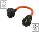 NEMA 14-50P to NEMA 14-30R orange flexible adapter
