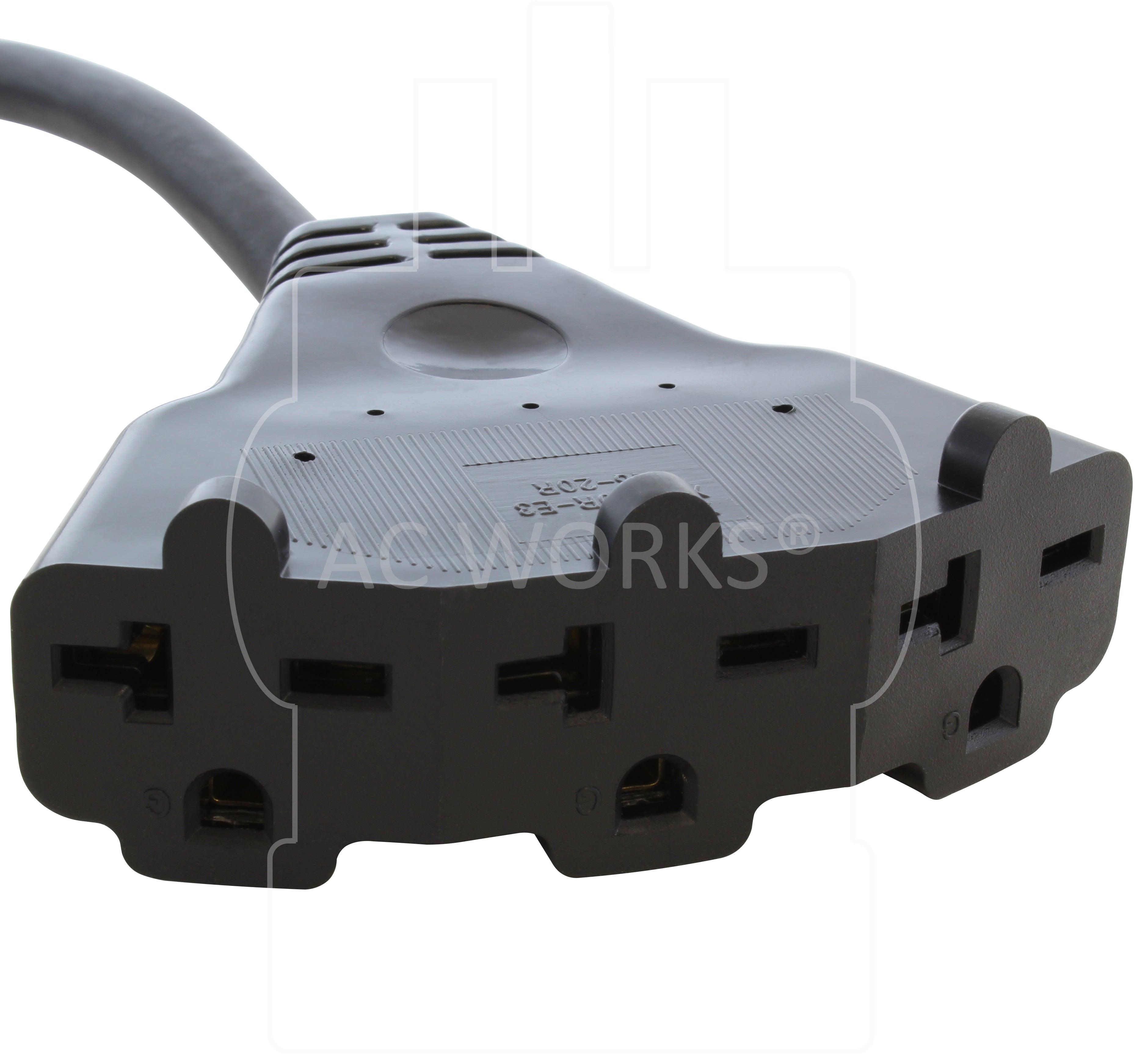 AC WORKS® [S620W620-010] 10FT SJTW 12/3 NEMA 6-20 20A 250V Plug to Lighted 15/20A 250V Multi-Outlets