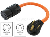 NEMA 6-50P to NEMA L6-30R orange flexible adapter